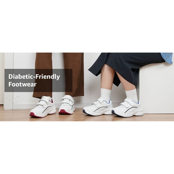 Women's ORTOREX by Ortho+rest Diabetic Walking Shoes, White/Burgandy, Size 9 - Picture 9 of 12